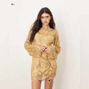 ARRANGE Gold Beaded Dress